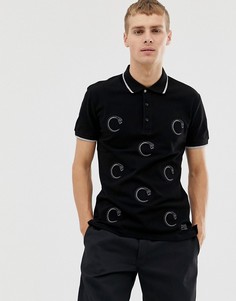 Черная футболка-поло с принтом Cavalli Class - Черный