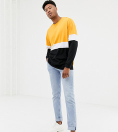 Желтый длинный oversize-лонгслив в стиле колор блок ASOS DESIGN Tall - Желтый