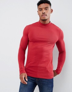 Красный обтягивающий лонгслив с высоким воротом ASOS DESIGN - Красный