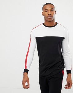 Черный длинный лонгслив с закругленным краем и контрастной кокеткой ASOS DESIGN - Черный