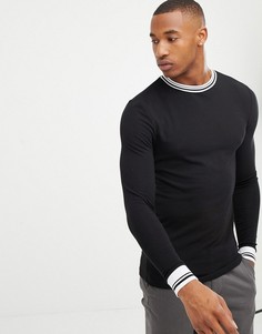 Черный обтягивающий лонгслив с кантом ASOS DESIGN - Черный