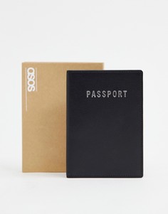 Подарочный набор с черной кожаной обложкой для паспорта ASOS - Черный