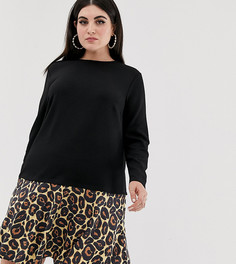 Платье 2 в 1 с леопардовым принтом на юбке ASOS DESIGN Curve - Черный