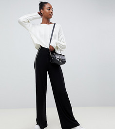 Широкие брюки с контрастным кантом ASOS DESIGN Tall - Черный