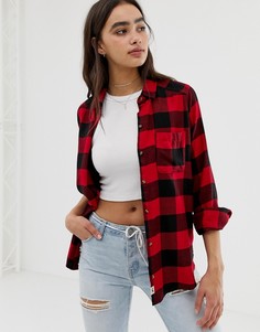 Фланелевая oversize-рубашка бойфренда в клетку Hollister - Красный