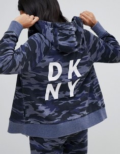 Худи на молнии с камуфляжным принтом и логотипом DKNY - Мульти