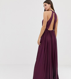 Платье макси с плиссировкой и халтером ASOS DESIGN Tall - Фиолетовый