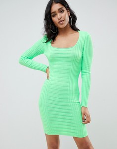 Платье мини с квадратным вырезом ASOS DESIGN - Зеленый