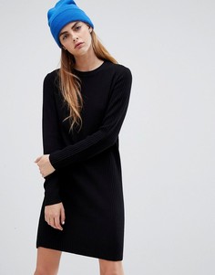 Трикотажное платье в рубчик Bershka - Черный