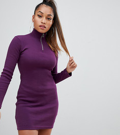 Фиолетовое облегающее платье с длинными рукавами и молнией Missguided Petite - Фиолетовый