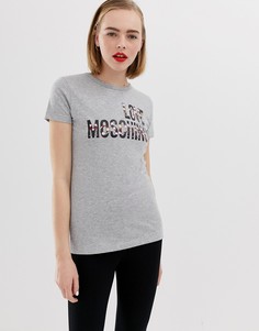Футболка с логотипом с принтом Love Moschino - Серый