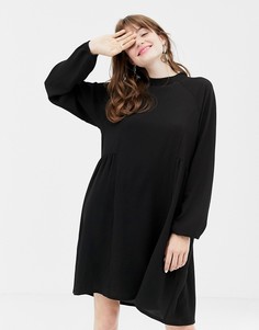 Черное свободное платье с высоким воротником Monki - Черный
