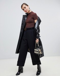 Черные укороченные строгие брюки Monki - Черный