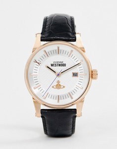 Часы с черным кожаным ремешком Vivienne Westwood VV065SWHBK mens the finsbury II - Черный