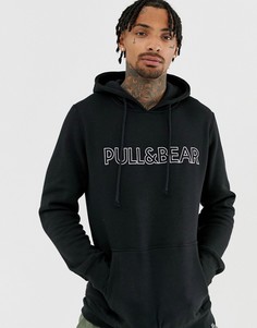 Худи черного цвета с логотипом Pull&Bear - Черный