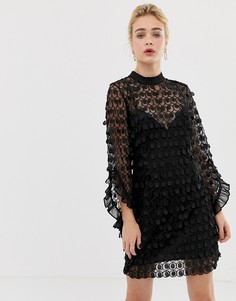 Полупрозрачное платье в горошек с оборками Talulah Mellifluous - Черный