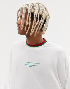 Oversize-лонгслив с надписью и контрастной отделкой ASOS DESIGN - Белый