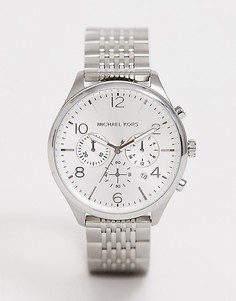 Серебристые наручные часы с хронографом Michael Kors MK8637 Merrick — 42 мм - Серебряный