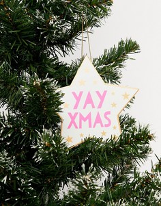 Новогодняя деревянная подвеска с надписью yay Sass & Belle - Мульти