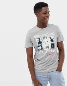 Новогодняя футболка с принтом Jack & Jones Originals Home Alone - Серый