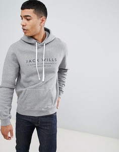 Серый меланжевый худи без застежки с принтом Jack Wills Batsford - Серый