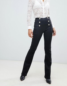 Черные расклешенные джинсы с завышенной талией и пуговицами Morgan - Черный