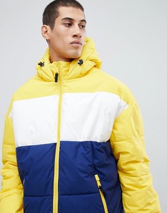 Дутая куртка колор блок с желтыми и синими вставками Schott Alaska - Желтый