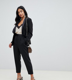 Брюки слим с контрастными атласными вставками ASOS DESIGN Petite - Черный