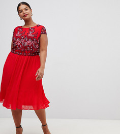 Плиссированное сетчатое платье Lovedrobe - Красный