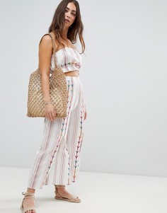 Комбинируемые пляжные брюки с разрезами и вышивкой ASOS DESIGN - Мульти