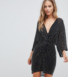 Платье кимоно мини с отделкой бусинами ASOS DESIGN - Черный
