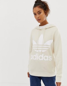 Худи светло-бежевого цвета с логотипом-трилистником adidas Originals - Белый