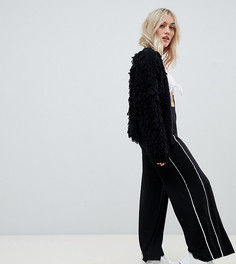 Брюки с широкими штанинами и контрастной отделкой ASOS DESIGN Petite - Черный