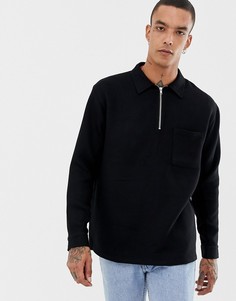Черная oversize-рубашка с короткой молнией Mennace - Черный
