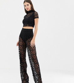 Кружевные брюки с широкими штанинами ASOS DESIGN Tall - Черный