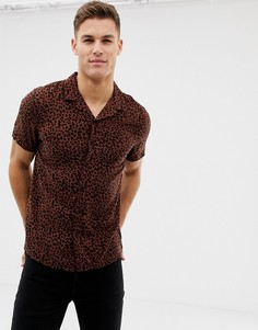 Рубашка из вискозы с отложным воротником и леопардовым принтом New Look - Коричневый