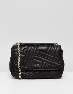 Черная кожаная стеганая сумка на плечо DKNY allen - Черный