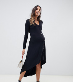 Платье миди на пуговицах с асимметричным краем ASOS DESIGN Maternity - Черный