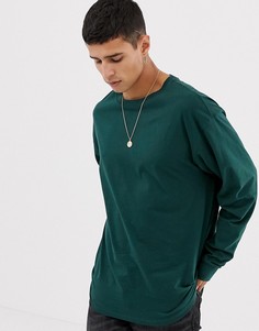 Темно-зеленый лонгслив с манжетами New Look - Белый