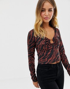 Лонгслив со звериным принтом и кольцом ASOS DESIGN - Мульти