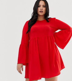Свободное платье мини с расклешенными рукавами ASOS DESIGN Curve - Красный