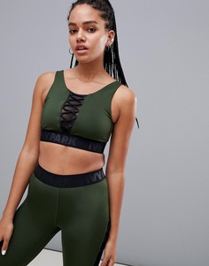 Сетчатый спортивный бюстгальтер со шнуровкой Ivy Park - Зеленый