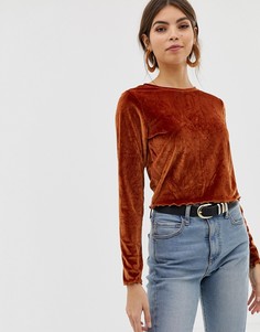 Бархатный лонгслив с отделкой ASOS DESIGN - Оранжевый