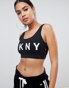 Спортивный бюстгальтер со съемными подкладками и логотипом DKNY - Черный