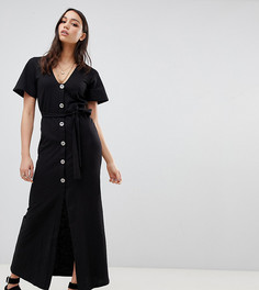 Чайное платье макси на пуговицах ASOS DESIGN Tall - Черный