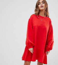 Oversize платье-свитшот с оборками ASOS DESIGN Petite - Красный