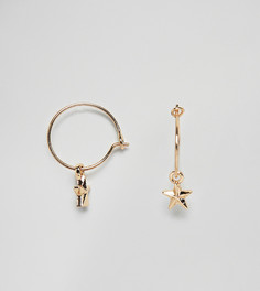 Золотистые миниатюрные серьги-кольца со звездой Monki - Золотой