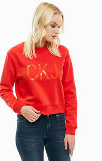 Красный свитшот с глянцевым принтом Calvin Klein Jeans