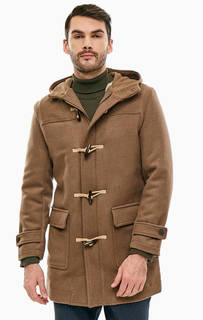 Утепленное коричневое пальто с капюшоном Selected