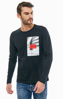 Черная футболка из хлопка с длинными рукавами Calvin Klein Jeans